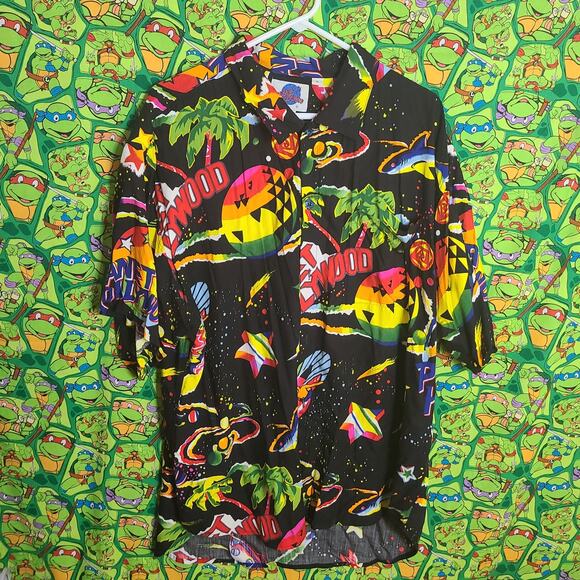 Planet Hollywood Other - Planet Hollywood Men's Collared Short Sleeve Shirt Size XL Black Galactic Print